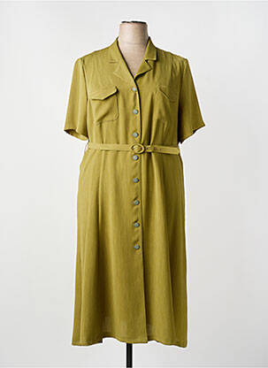 Robe mi-longue coupe fluide manches courtes vert GUY DUBOUIS femme