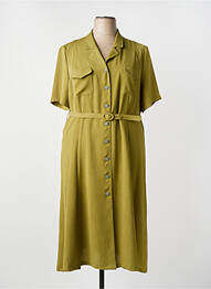 Robe mi-longue coupe fluide manches courtes vert GUY DUBOUIS femme