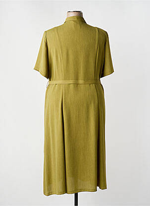 Robe mi-longue coupe fluide manches courtes vert GUY DUBOUIS femme