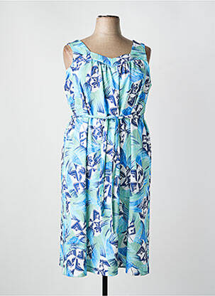 Robe mi-longue imprimé fantaisie sans manche bleu GUY DUBOUIS femme