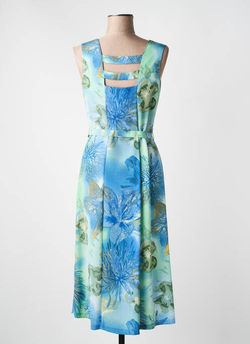 Robe mi-longue imprimé fleurs sans manche bleu LISA CHESNAY femme