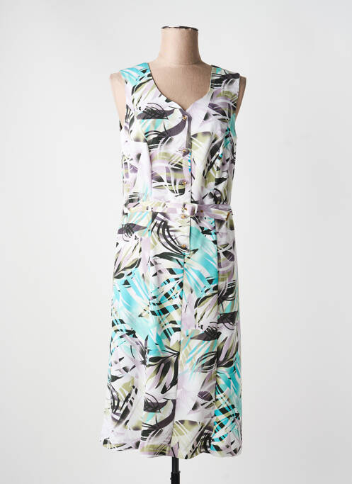 Robe mi-longue imprimé fleurs sans manche vert GUY DUBOUIS femme