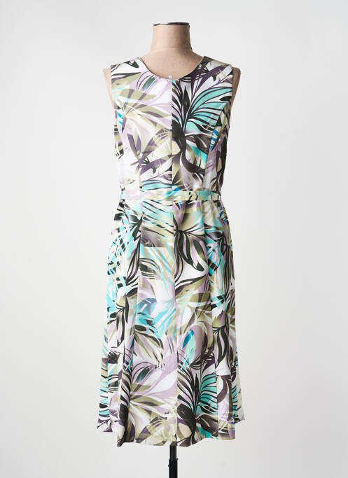 Robe mi-longue imprimé fleurs sans manche vert GUY DUBOUIS femme
