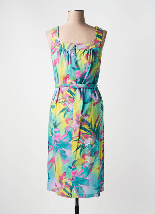 Robe mi-longue imprimé fleurs sans manche vert LISA CHESNAY femme