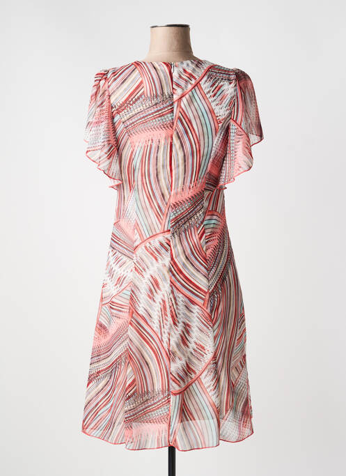 Robe mi-longue tissage crêpe manches courtes orange GUY DUBOUIS femme