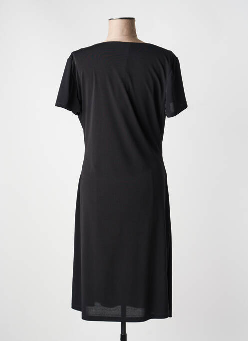 Robe mi-longue tissage crêpe manches courtes noir EVALINKA femme