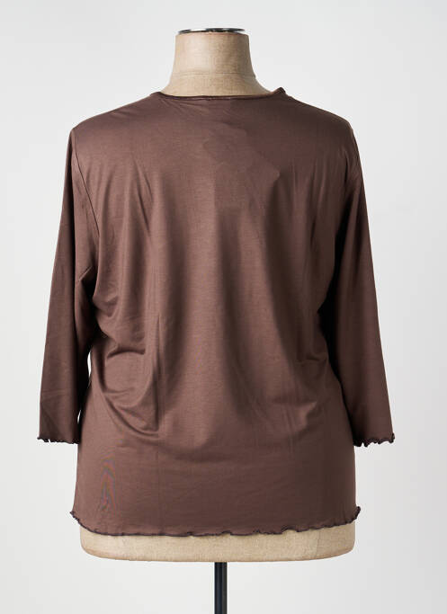 T-shirt manches 3/4 manches 3/4 marron LUCIA femme
