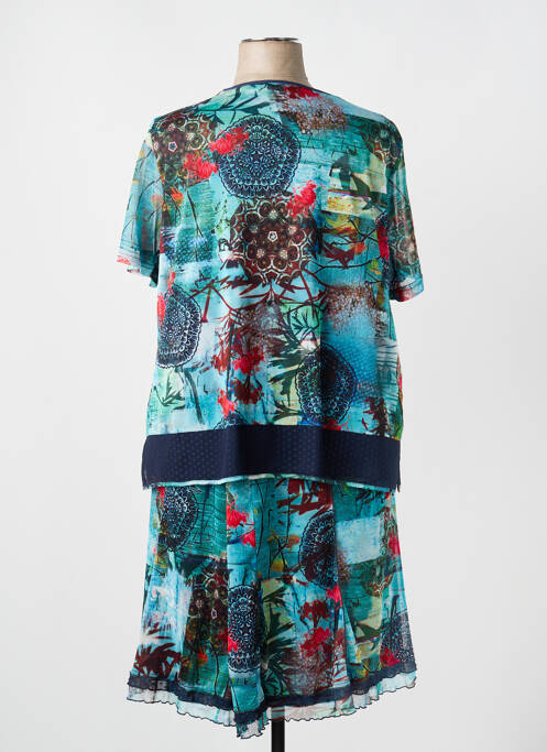 Ensemble jupe fermeture zippée sous rabat avec crochet bleu GUY DUBOUIS femme