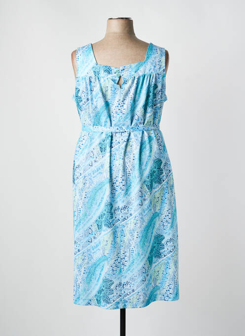 Robe mi-longue imprimé fantaisie sans manche bleu GUY DUBOUIS femme