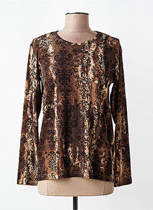 Top stretch manches longues marron LISA CHESNAY femme