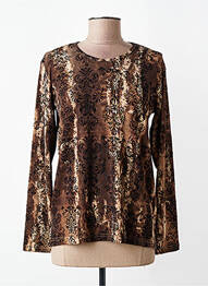 Top tissage jersey manches longues marron LISA CHESNAY femme