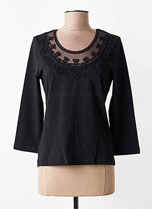 T-shirt manches 3/4 manches 3/4 noir LUCIA femme