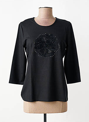T-shirt manches 3/4 manches 3/4 noir FRANK WALDER femme