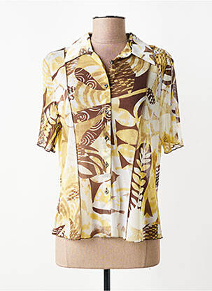 Chemisier tissage crêpe manches courtes jaune FRANK WALDER femme