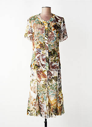 Ensemble jupe manches courtes marron GUY DUBOUIS femme