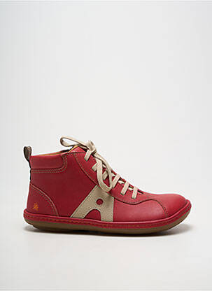 Bottines/boots fermeture zip et lacets bout rond rouge ART garcon