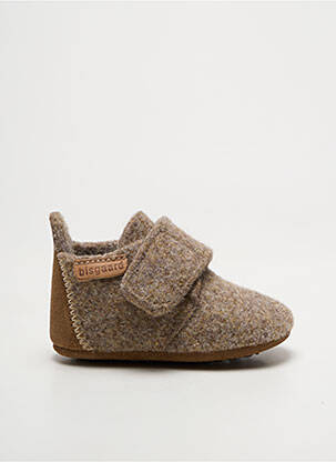Chaussons/pantoufles fermeture scratch bout rond marron BISGAARD enfant