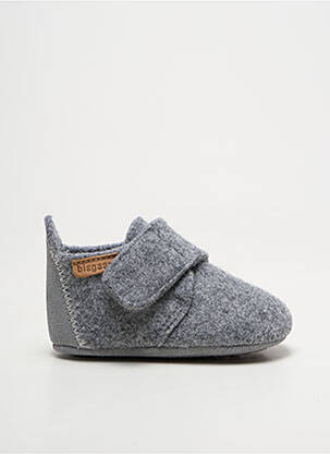 Chaussons/pantoufles fermeture scratch bout rond gris BISGAARD enfant