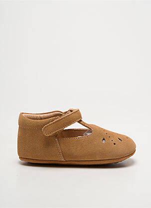 Chaussons/pantoufles fermeture scratch bout rond marron BISGAARD enfant