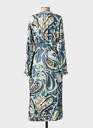 Robe longue tissage popeline manches longues vert RIVER WOODS femme