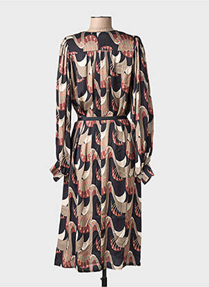 Robe mi-longue coupe fluide manches longues noir SUMMUM femme