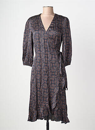 Robe mi-longue manches 3/4 manches 3/4 bleu SUMMUM femme
