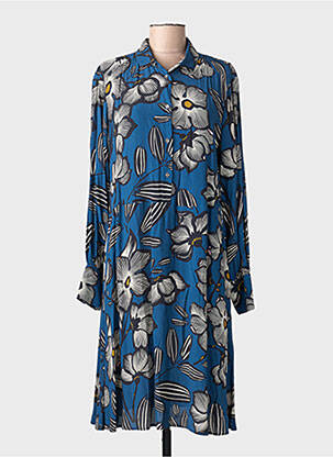 Robe mi-longue imprimé fleurs manches longues bleu HARTFORD femme