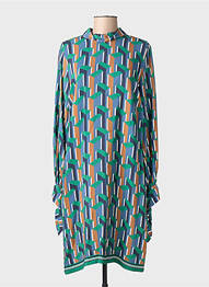 Robe mi-longue coupe fluide manches longues vert RIVER WOODS femme