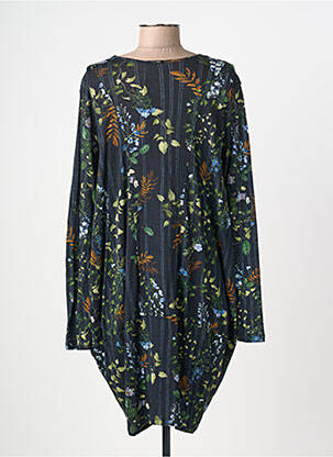 Robe mi-longue imprimé fleurs manches longues noir HIGH femme