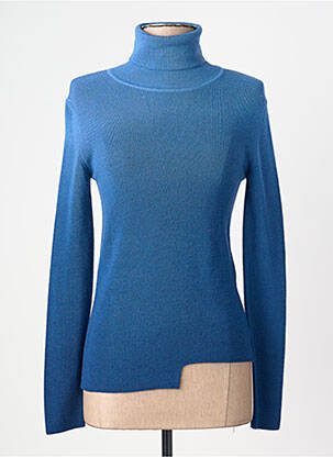 Pull col roulé stretch manches longues bleu HIGH femme