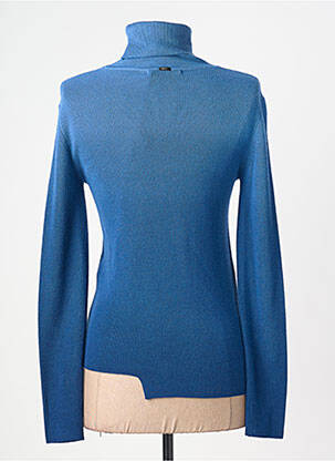 Pull col roulé stretch manches longues bleu HIGH femme