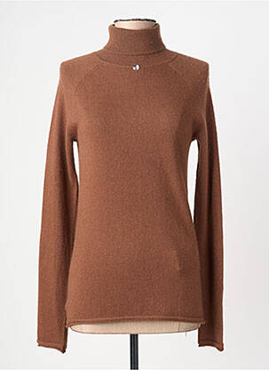 Pull col roulé coupe ajustée manches longues marron HIGH femme