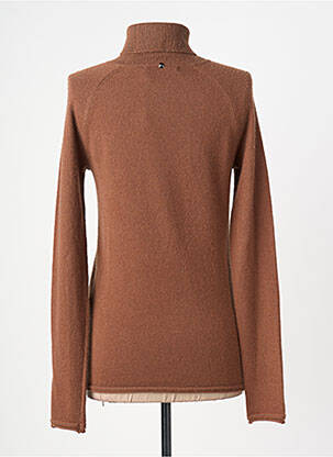 Pull col roulé coupe ajustée manches longues marron HIGH femme
