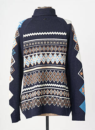 Pull col roulé stretch manches longues bleu HIGH femme