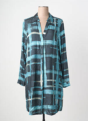 Robe mi-longue coupe fluide manches longues bleu RIVER WOODS femme