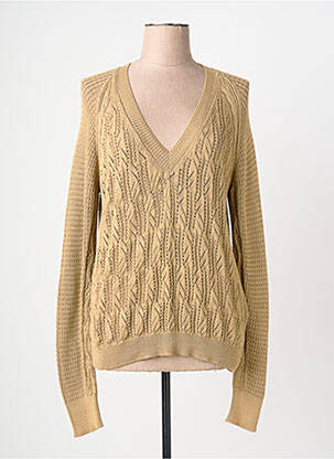 Pull maille ajourée manches longues beige HIGH femme