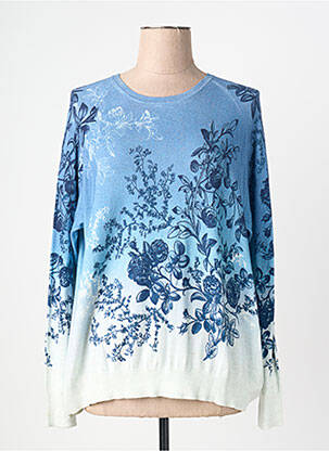 Pull tissage chiné manches longues bleu HIGH femme