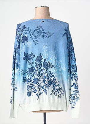 Pull tissage chiné manches longues bleu HIGH femme