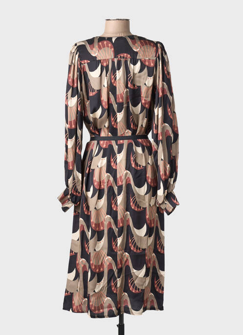 Robe mi-longue coupe fluide manches longues noir SUMMUM femme