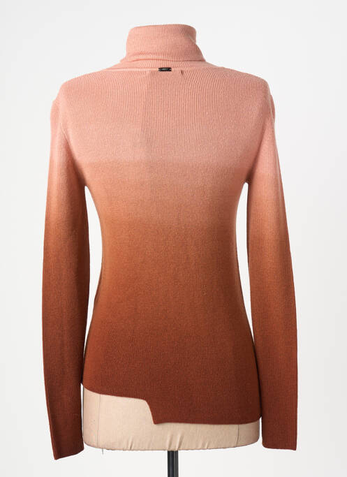 Pull col roulé stretch manches longues rose HIGH femme
