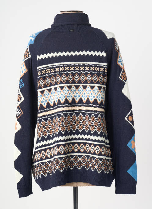 Pull col roulé stretch manches longues bleu HIGH femme