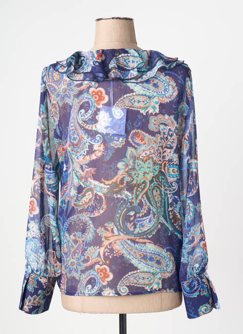Blouse imprimé fleurs manches longues bleu LIU JO femme