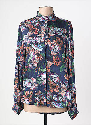 Chemisier imprimé fleurs manches longues bleu HIGH femme
