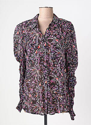 Chemisier imprimé fleurs manches longues noir BERENICE femme