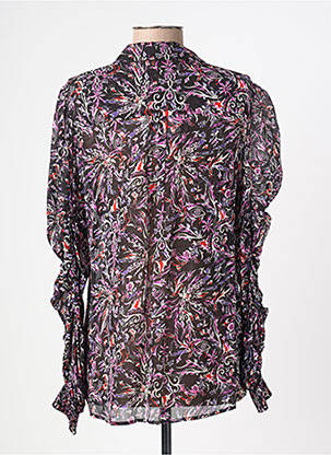 Chemisier imprimé fleurs manches longues noir BERENICE femme