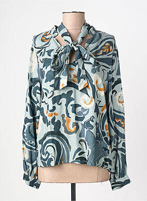 Blouse tissage popeline manches longues vert RIVER WOODS femme