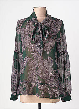 Blouse légère et transparente manches longues vert SUMMUM femme