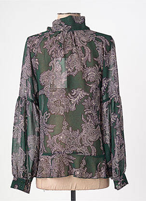 Blouse légère et transparente manches longues vert SUMMUM femme