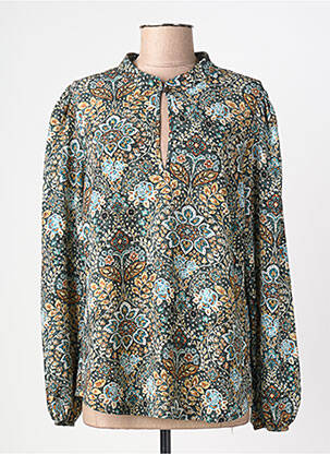 Blouse légère et transparente manches longues vert SUMMUM femme