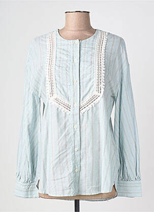Chemisier coupe cintrée manches longues bleu HIGH femme